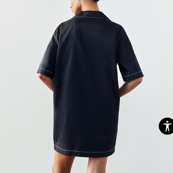 Zara Contrast Topstitching Poplin Dress - Picture 6 of 8